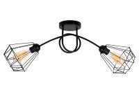 Lampe de plafonnier noir rétro métal E27...