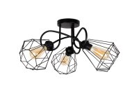 Lampe de plafonnier noir rétro métal E27...