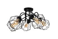 Lampe de plafonnier noir r&eacute;tro m&eacute;tal E27...
