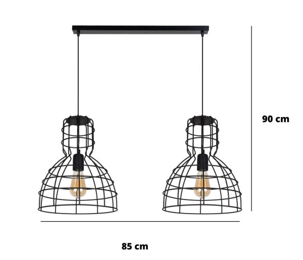 Lampe à suspendre noire fil métal 85 cm 2-flmg E27 Loft