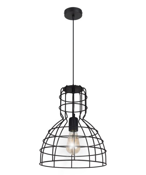 Lampe à suspendre noire Abat-jour en fil métallique Ø30 cm E27 Loft