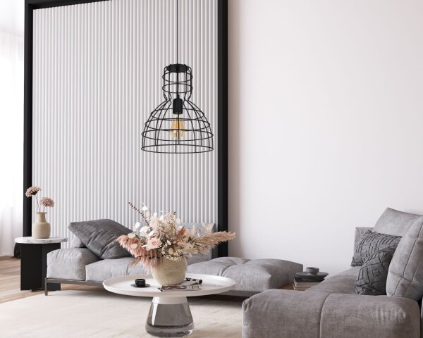 Lampe à suspendre noire Abat-jour en fil métallique Ø30 cm E27 Loft