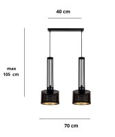 Longue lampe à suspendre métal 70 cm 2-flmg...