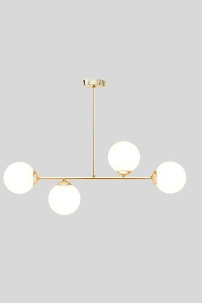 Lampe de plafonnier doré Boules de verre à faible éblouissement 4-flmg métal