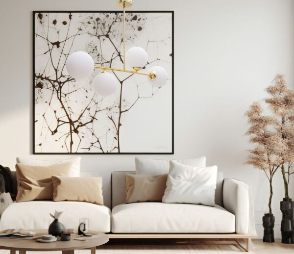 Lampe de plafonnier doré Boules de verre à faible éblouissement 4-flmg métal