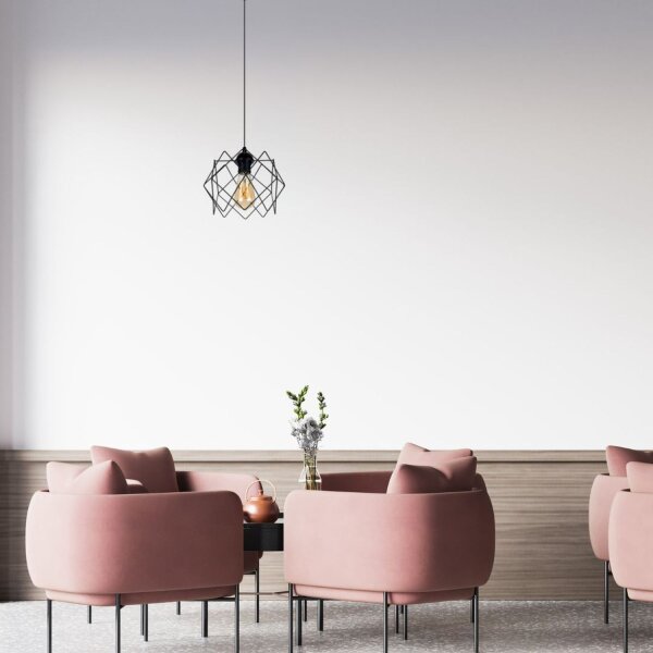 Loft Lampe à suspendre Noir Métal Ø19 cm E27 décoratif
