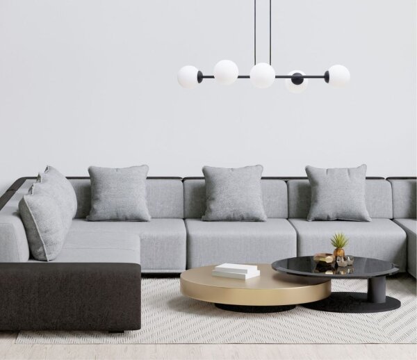 Lampe à suspendre anti-éblouissement verre métal 100 cm long E27 noir