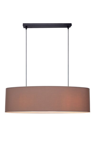 Confortable lampe à suspendre tissu brun 2 flammes E27 70 cm