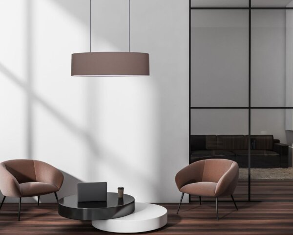 Confortable lampe à suspendre tissu brun 2 flammes E27 70 cm