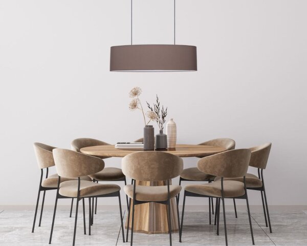 Confortable lampe à suspendre tissu brun 2 flammes E27 70 cm