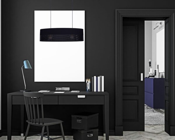 Confortable lampe à suspendre tissu noir 2 flammes E27 70 cm