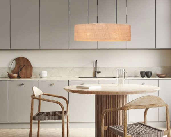 Confortable lampe à suspendre Tissu Noir Naturel 2 flammes E27