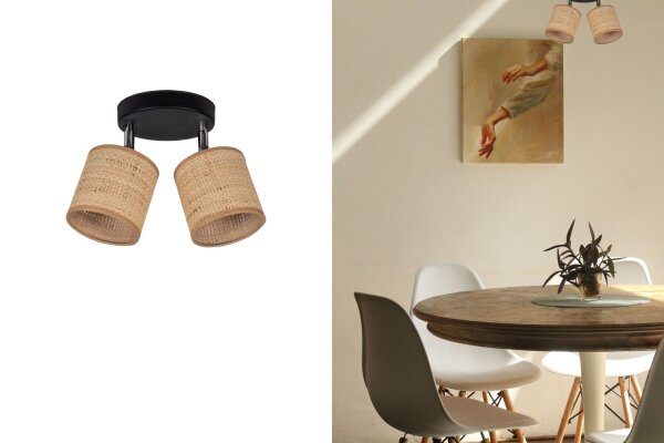Spot de plafond flexible tissu anti-éblouissement brun 2 flammes