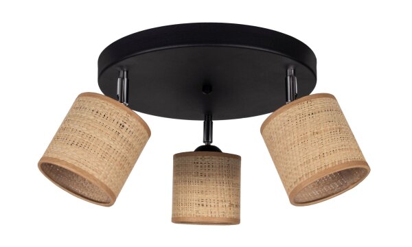 Spot de plafond flexible tissu anti-éblouissement brun E27 3 flammes