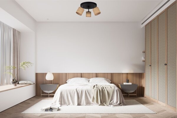 Spot de plafond flexible tissu anti-éblouissement brun E27 3 flammes