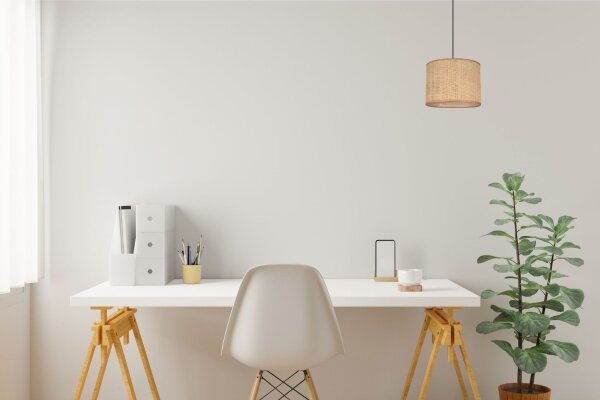 Blendarme Lampe à suspendre tissu brun E27 Ø20 cm rond