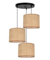 Lampe &agrave; suspendre confortable en rotin brun E27...
