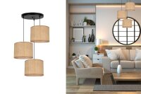 Lampe à suspendre confortable en rotin brun E27...