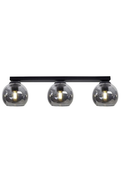 Lampe de plafonnier verre fumé noir faible éblouissement E27 62 cm de long