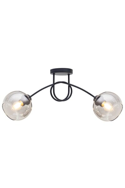 Plafonnier noir verre fumé métal E27 L:70 cm