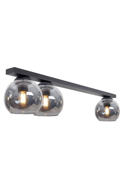 Plafonnier verre fumé noir anti-éblouissement E27 longueur 80 cm