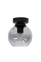 Lampe de plafonnier ronde en verre fum&eacute; noir...