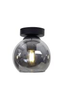 Lampe de plafonnier ronde en verre fumé noir...