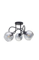 Lampe de plafonnier noire verre fum&eacute; m&eacute;tal...