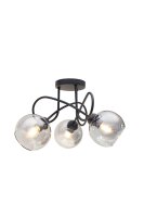 Lampe de plafonnier noire verre fumé métal...