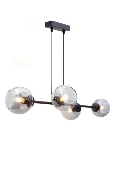Lampe à suspendre métal verre fumé faible éblouissement E27 4-flamme
