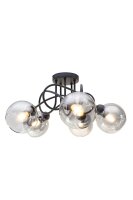 Lampe de plafonnier noire verre fumé métal...
