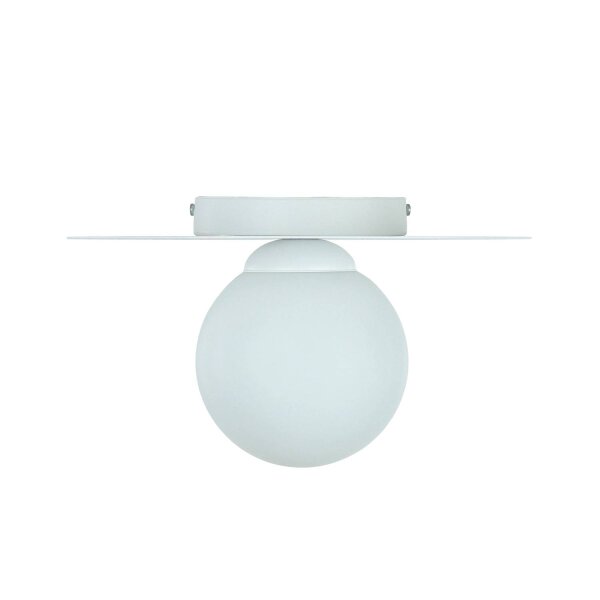 Lampe de plafonnier blanche verre métal E27 ronde Ø20 cm faible éblouissement