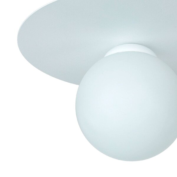 Lampe de plafonnier blanche verre métal E27 ronde Ø20 cm faible éblouissement