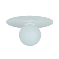Lampe de plafonnier blanche verre métal E27 ronde...