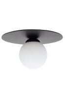 Lampe de plafonnier verre métal noir E27...