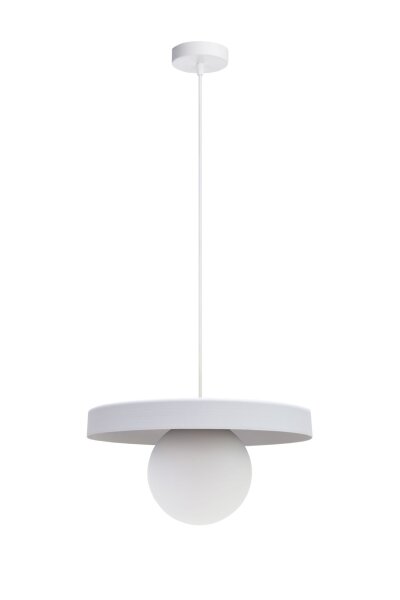 Accueillante lampe suspendue verre métal blanc E27 Ø30 cm