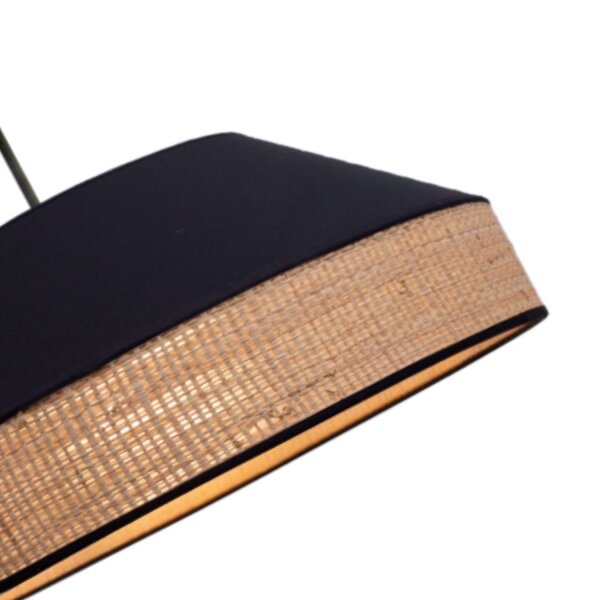 Lampe à suspendre ronde tissu rotin noir naturel E27 Ø45 cm