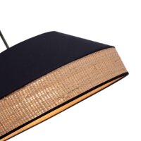 Lampe à suspendre ronde tissu rotin noir naturel...