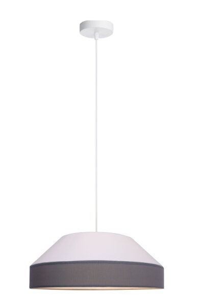 Lampe à suspendre ronde Tissu Blanc Gris E27 Ø45 cm faible éblouissement