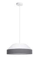 Lampe &agrave; suspendre ronde Tissu Blanc Gris E27...