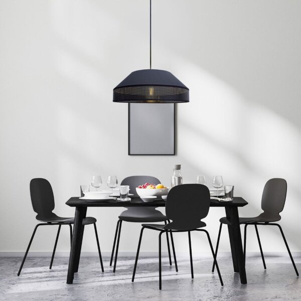 Lampe à suspendre noire tissu anti-éblouissant confortable L:45 cm E27