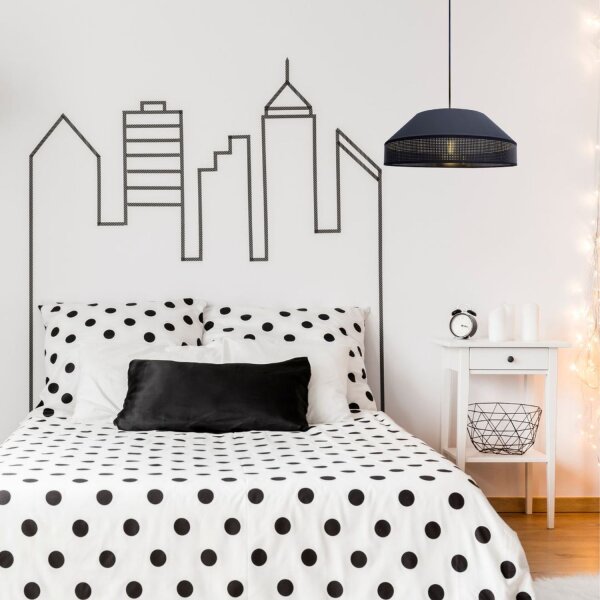 Lampe à suspendre noire tissu anti-éblouissant confortable L:45 cm E27