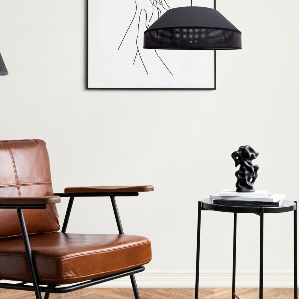 Lampe à suspendre noire tissu anti-éblouissant confortable L:45 cm E27