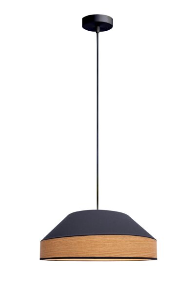 Suspension ronde tissu confortable noir naturel L:45 cm