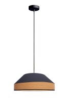 Suspension ronde tissu confortable noir naturel L:45 cm