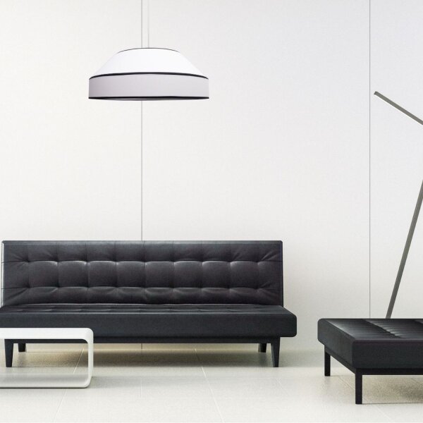 Suspension ronde en coton blanc E27 L:45 cm