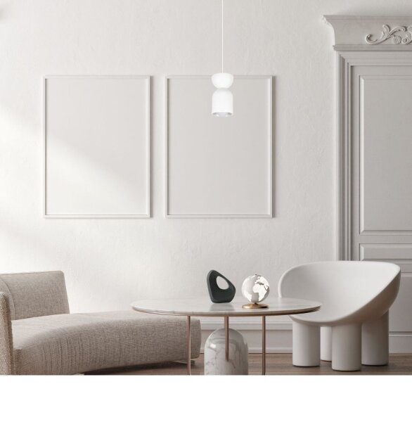 Lampe à suspendre minimaliste Blanc Intemporel E27 Ø11 cm rond