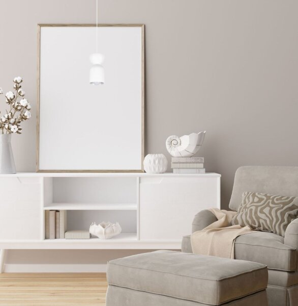 Lampe à suspendre minimaliste Blanc Intemporel E27 Ø11 cm rond