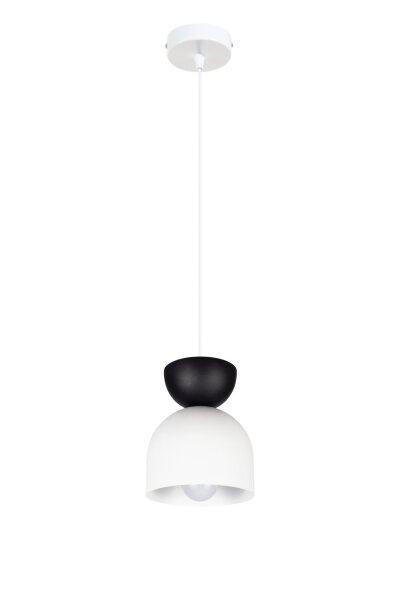 Suspension Blanc Noir Métal Ø17 cm Minimaliste