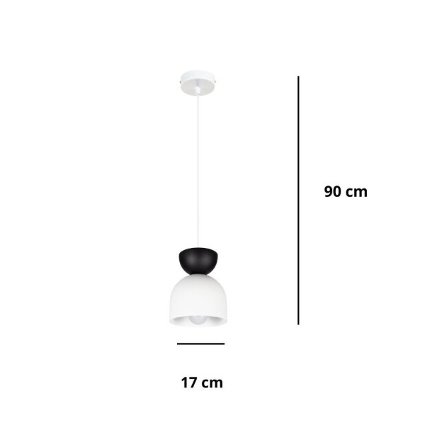 Suspension Blanc Noir Métal Ø17 cm Minimaliste
